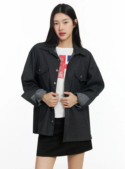 versatile-denim-shirt-jacket-im530 / Black
