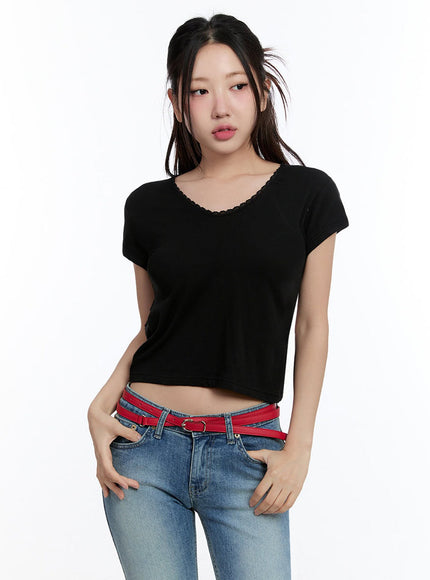 lace-backless-crop-top-iu503 / Black