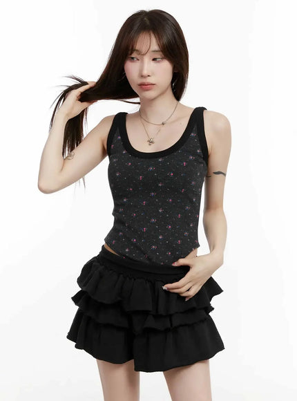 Patterned Fleece Tank Top IJ516