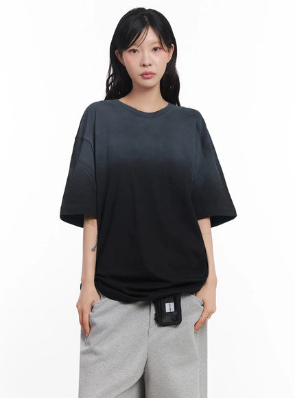 oversized-gradient-fade-t-shirt-ic503 / Black