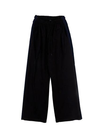 relaxed-fit-denim-stripe-sweatpants-co517 / Black