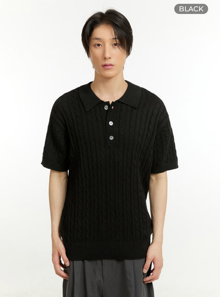 mens-collared-knit-t-shirt-il418 / Black