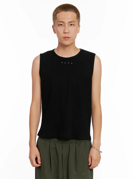 mens-studded-tank-top-il518 / Black