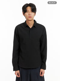 mens-collared-long-sleeve-shirt-iy416 / Black