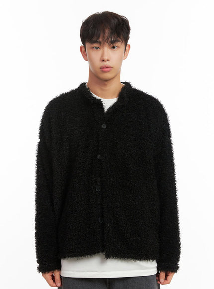 mens-fuzzy-buttoned-cardigan-id427 / Black