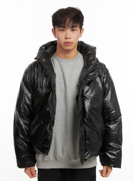 mens-chic-hooded-puffer-jacket-id427 / Black