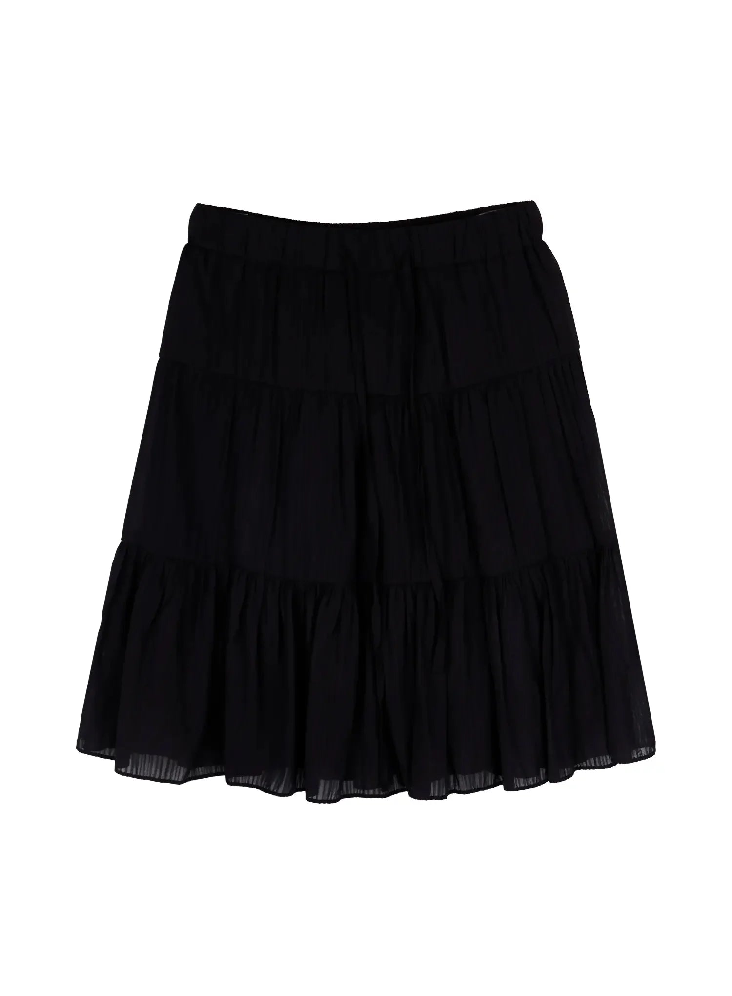 layered-chiffon-tiered-skirt-iy525 / Black
