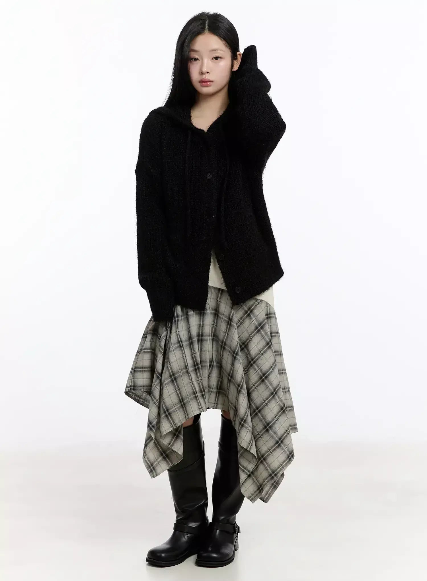 button-up-knit-cardigan-im519 / Black