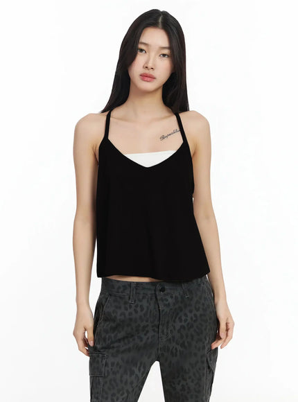 layered-halter-tank-top-ia508 / Black