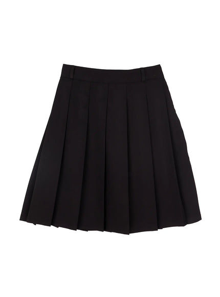 pleated-midi-tennis-skirt-if524 / Black