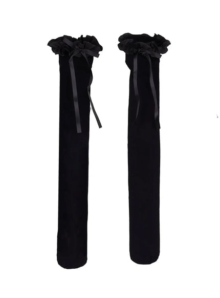 cute-ruffle-bow-knee-socks-iy526 / Black