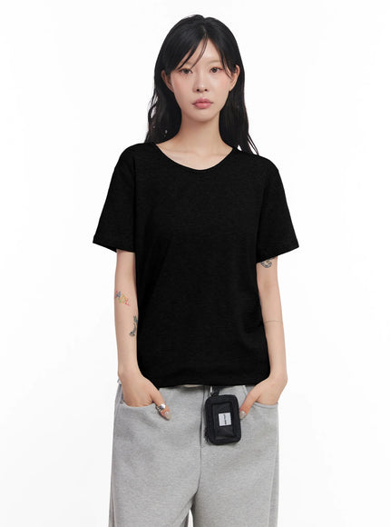 u-neck-loose-fit-t-shirt-ic503 / Black