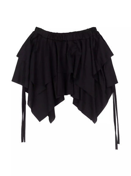layered-flounce-mini-skirt-ig528 / Black