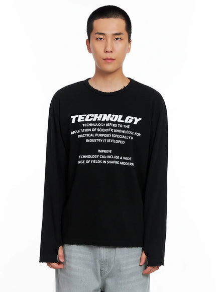 mens-tech-graphic-long-sleeve-tee-is509 / Black