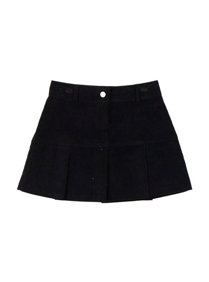 Corduroy Pleated Mini Skirt IJ510