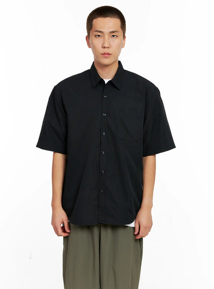 mens-short-sleeve-button-up-ig511 / Black