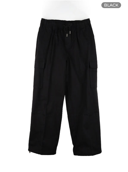 mens-cargo-wide-leg-pants-ia402 / Black