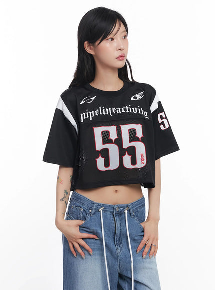 mesh-jersey-crop-top-ic503 / Black