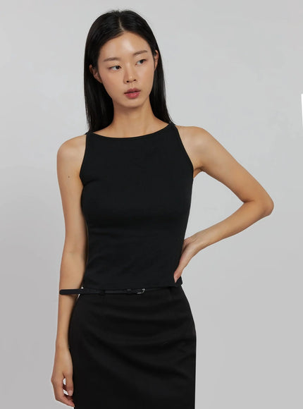 boatneck-crop-tank-top-ij508 / Black