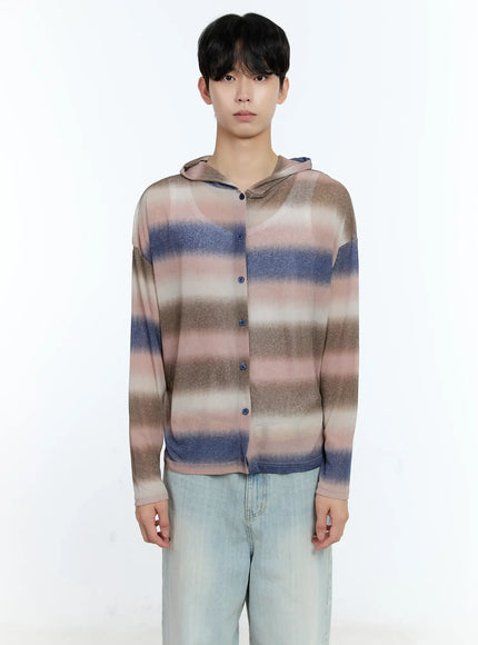 mens-ombre-striped-zip-up-jacket-ig501 / Blue