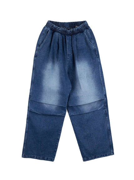 mens-vintage-pintuck-wide-leg-jeans-in422 / Blue