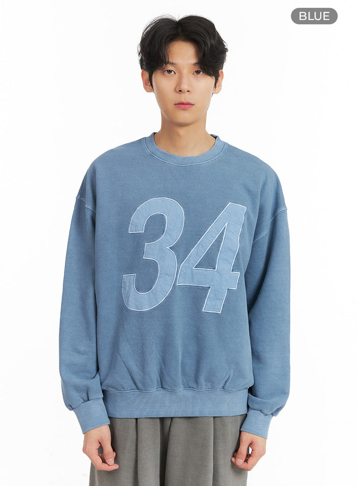 mens-34-graphic-lettering-sweatshirt-ia401 / Blue