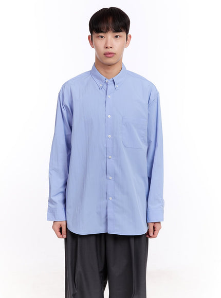 mens-collared-long-sleeve-shirt-im512 / Blue