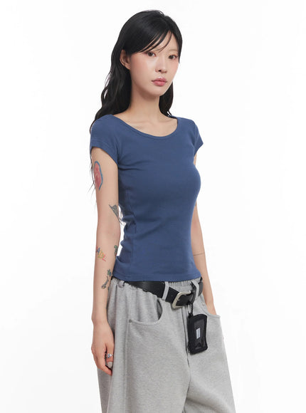 cap-sleeve-t-shirt-ic503 / Blue