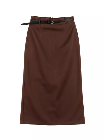h-line-long-skirt-belt-set-ij508 / Brown