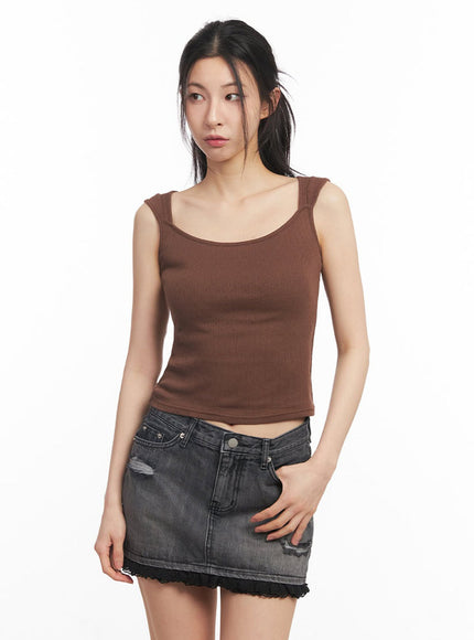 square-neck-off-shoulder-top-iy529 / Brown