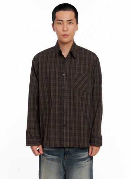 Men's Checkered Button Up Shirt IS510