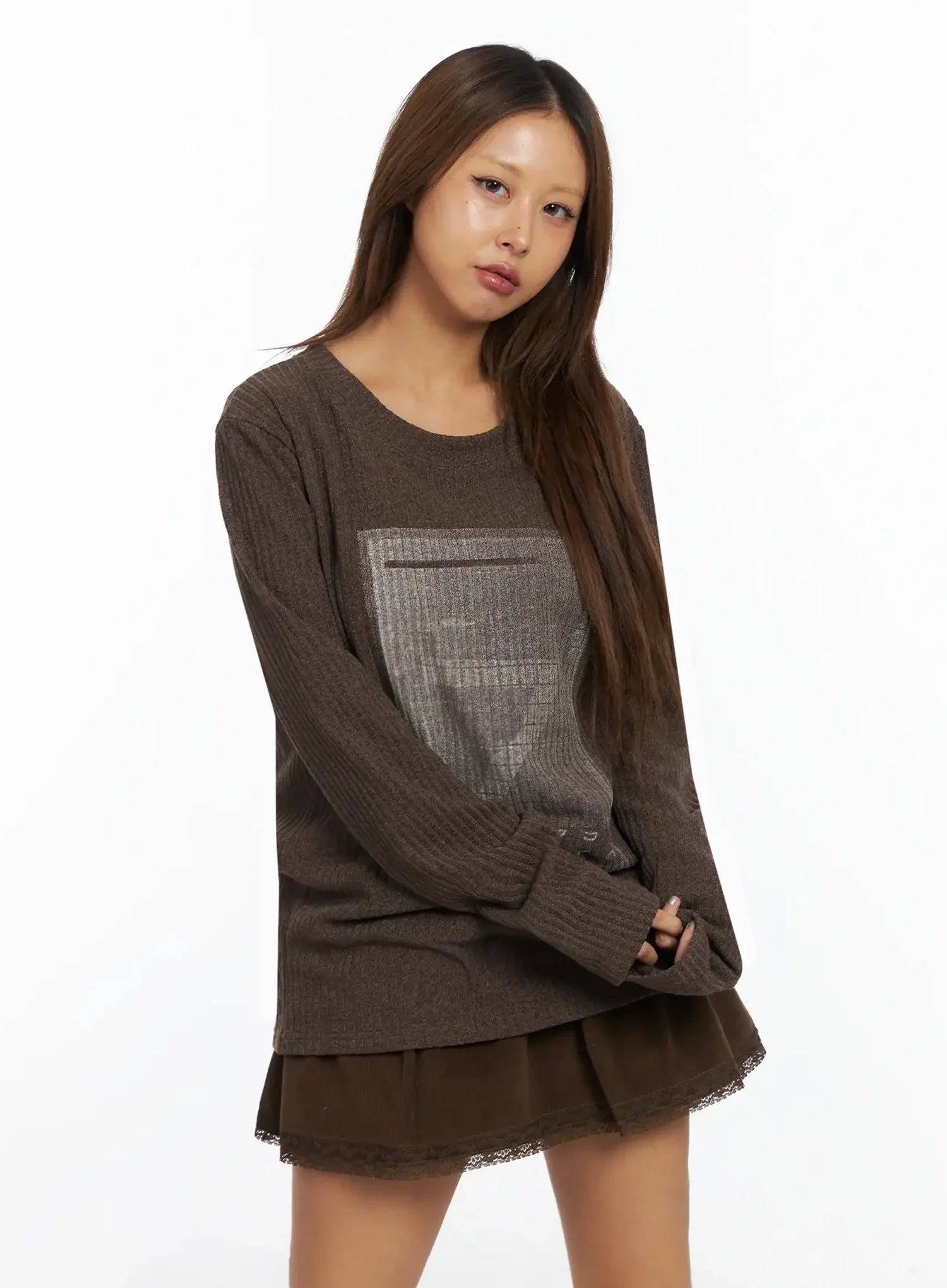 seven-graphic-knit-top-id503 / Brown