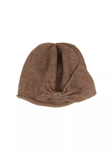cozy-knit-side-ribbon-beanie-id526 / Brown