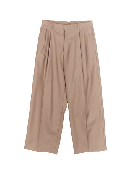 mens-balloon-fit-pintuck-trousers-im512 / Dark beige