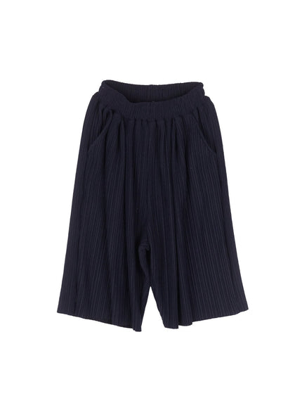 mens-pleated-wide-fit-shorts-iu512 / Dark blue