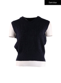 cable-knit-sweater-vest-if408 / Dark blue