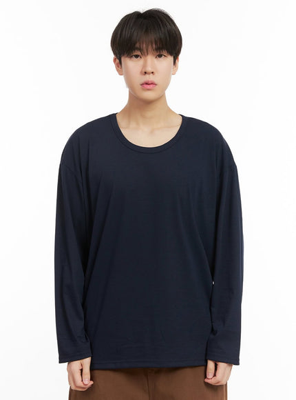 mens-essential-long-sleeve-shirt-ij517 / Dark blue