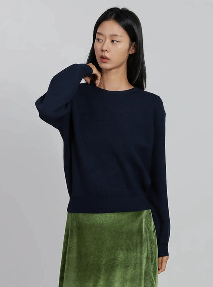 round-neck-knit-top-id516 / Dark blue