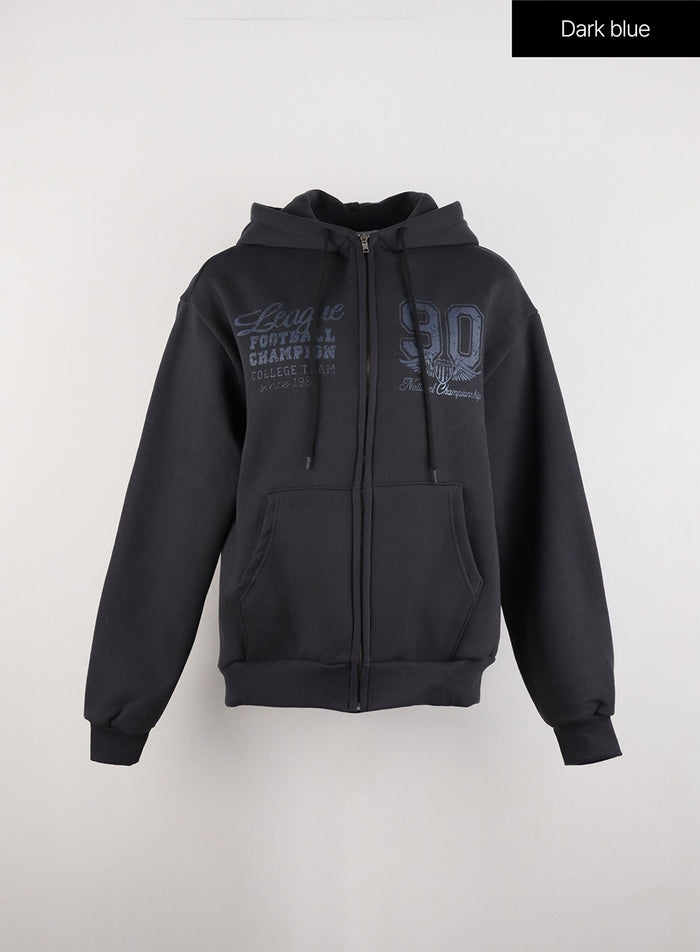 lettering-graphic-zip-up-hoodie-id305 / Dark blue