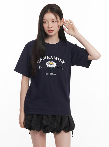 graphic-flower-t-shirt-iy509 / Dark blue