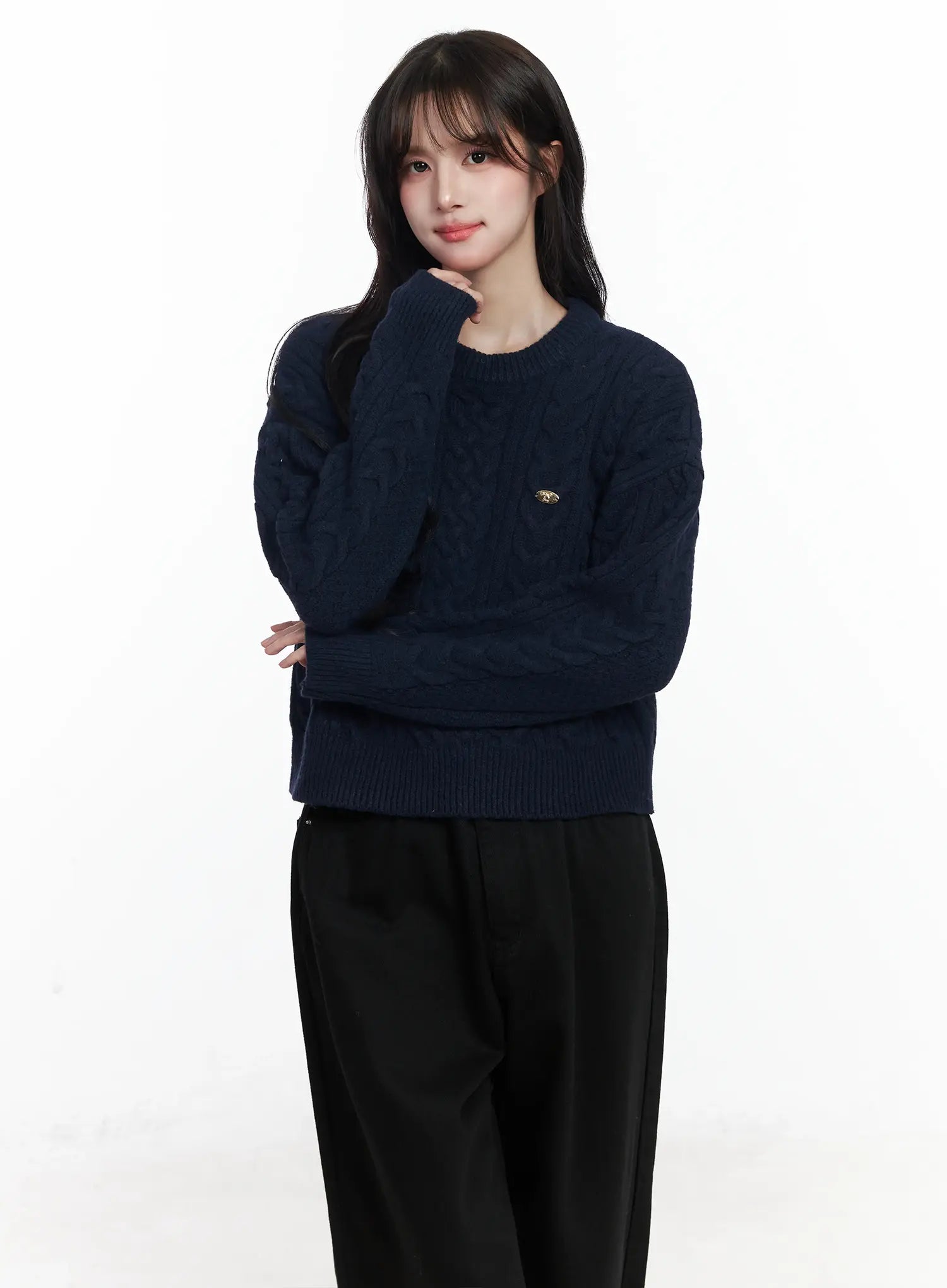 cable-knit-sweater-ij529 / Dark blue