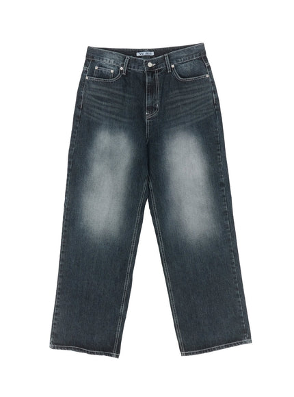 mens-wide-fit-washed-denim-jeans-ia510 / Dark blue