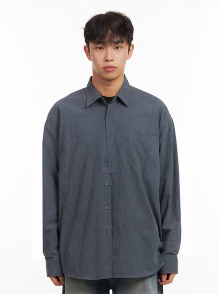 mens-washed-oversized-collar-shirt-id427 / Dark blue