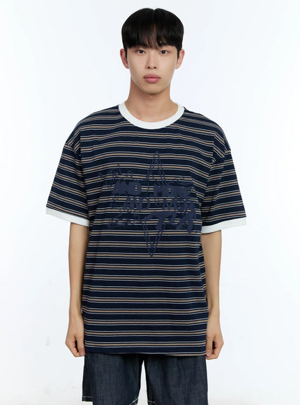 mens-star-contrast-stripe-tee-il517 / Dark blue