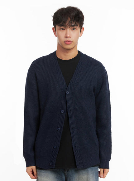 mens-v-neck-buttoned-knit-cardigan-id431 / Dark blue