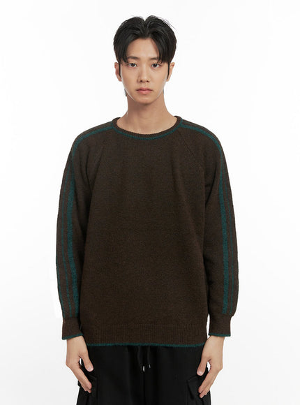 mens-raglan-knit-long-sleeve-id406 / Dark brown