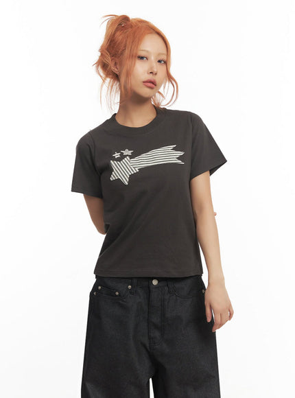 graphic-star-crop-top-ia515 / Dark gray