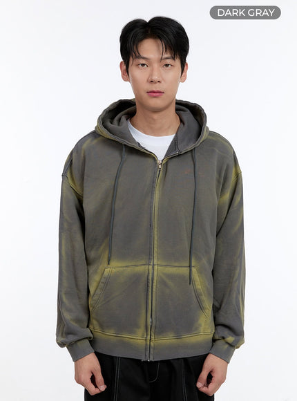 mens-vintage-washed-hoodie-jacket-ig427 / Dark gray