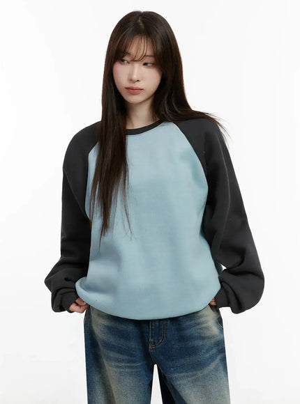 raglan-sleeve-fleece-sweatshirt-ij516 / Dark gray