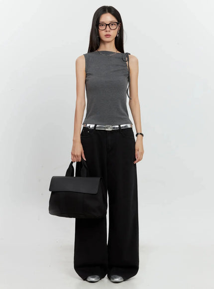 Asymmetric High Neck Tank Top IL528